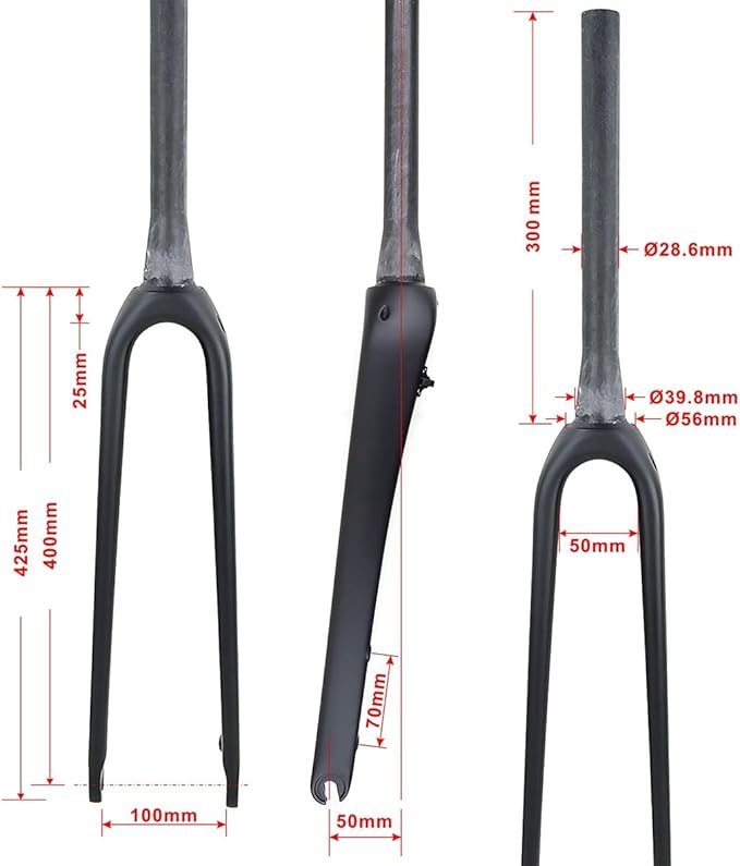 Gravel Bikes Rigid Fork 700C Road Bikes Fork Full Carbon Fiber Disc Brake Front Fork 1-1/8" Straight/Tapered Tube Hard Fork Quick Release 9 * 100mm(Straight)