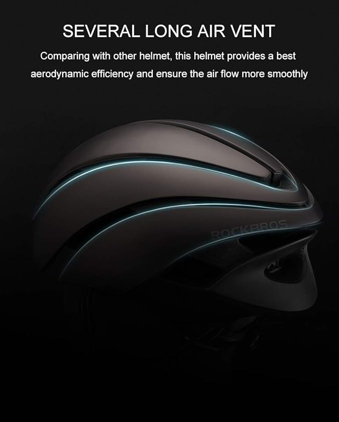 ROCKBROS Adult Bike Helmet Streamlined Aerodynamic, Comfortable Y - Shaped Strap Cycling Helmet for Men Women (58-62 cm) Reflective Adjustable Webbing for Road & Mountain Biking