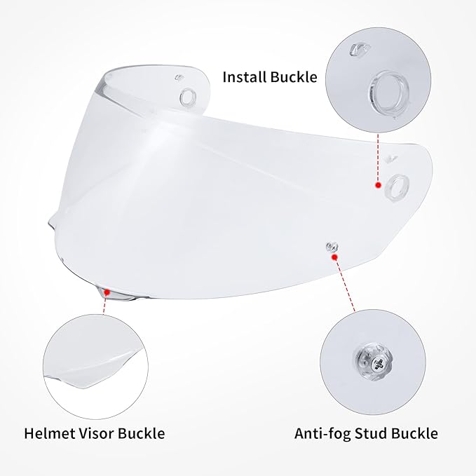 HJ-33 Visor Shield Replacement, I90 Visor Face Shield Compatible With HJ-33 Helmet Visor Accessories (Clear)