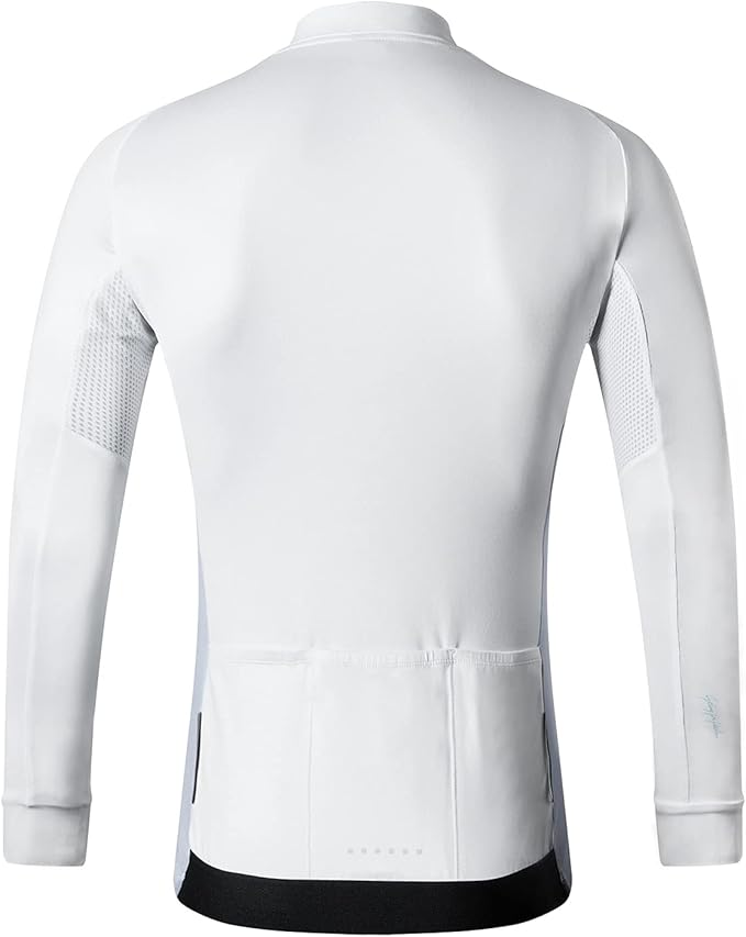 Santic Cycling Jersey Men's Long Sleeve Bike Reflective Full Zip Bicycle Shirts with Pockets