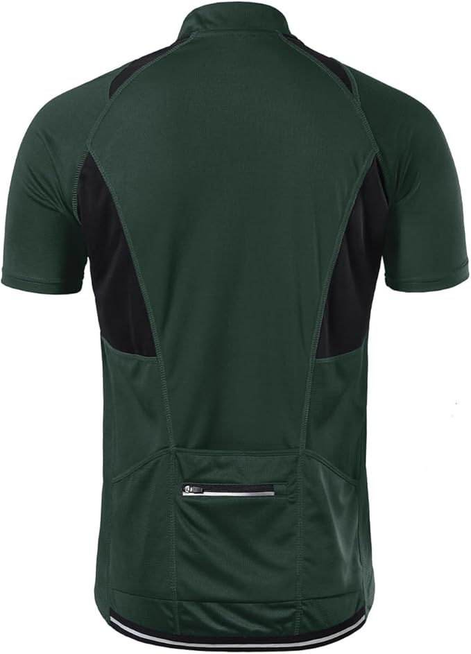 BERGRISAR Men's Half Zipper Cycling Jersey Short Sleeves Bike Bicycle Shirts with Zipper Pocket Quick-Dry Breathable BG060
