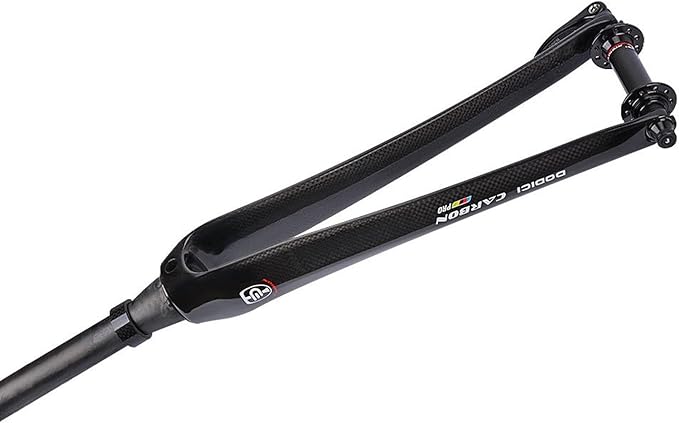 Bike Front Forks 700C Road Bikes Rigid Fork 1-1/2" Tapered Tube Threadless Hard Fork Full Carbon Fiber Rigid Fork C Brake 9 * 100mm Quick Release(Black)