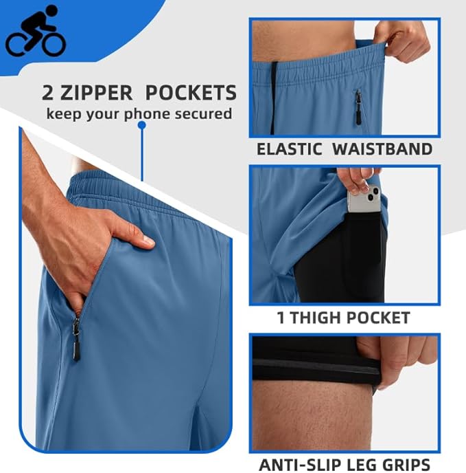 Bikewa Men's Mountain Bike Shorts 3D Padded Loose-fit Riding Biking Cycling Bicycle Biker Shorts for Men Zipper Pockets