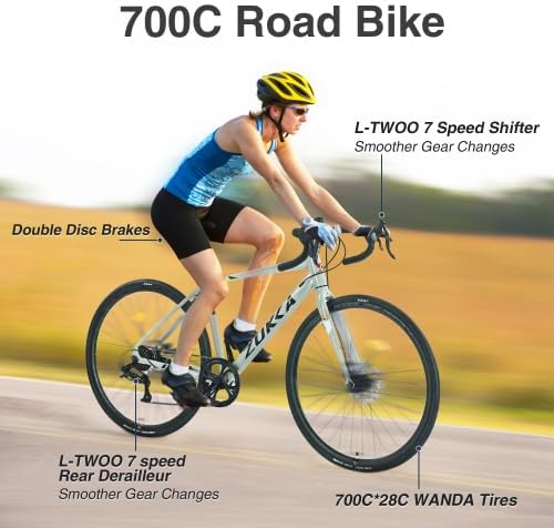 700C Road Bike,7 Speed Road Bike, for Men Women,Aluminum Alloy Frame