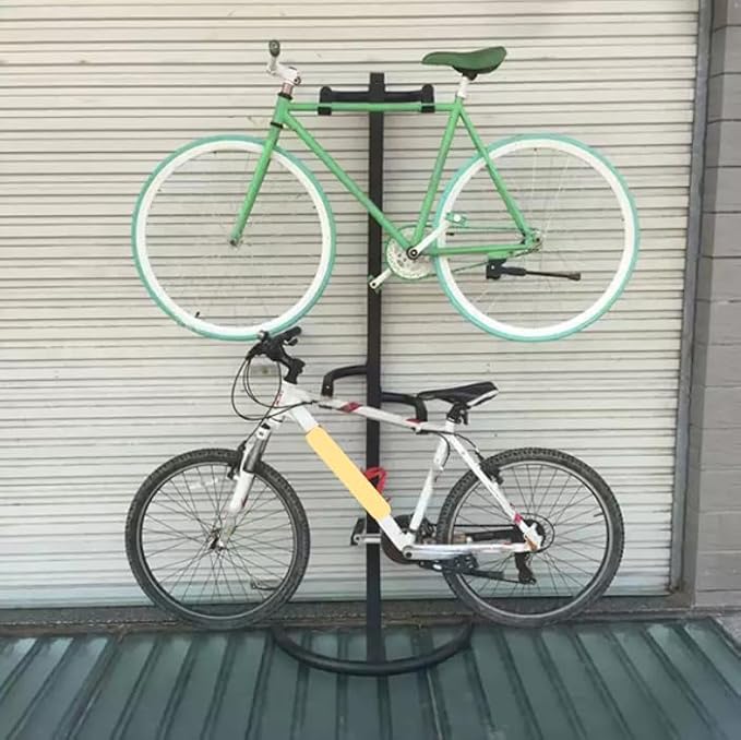 ZeHuoGe Space-Saving Bike Rack for Garage & Home, 2 Bike Freestanding Storage Stand, For Mountain & Road bicycles, Universal For Indoor Use - Vertical Bike Rack,Holds 2 Bikes