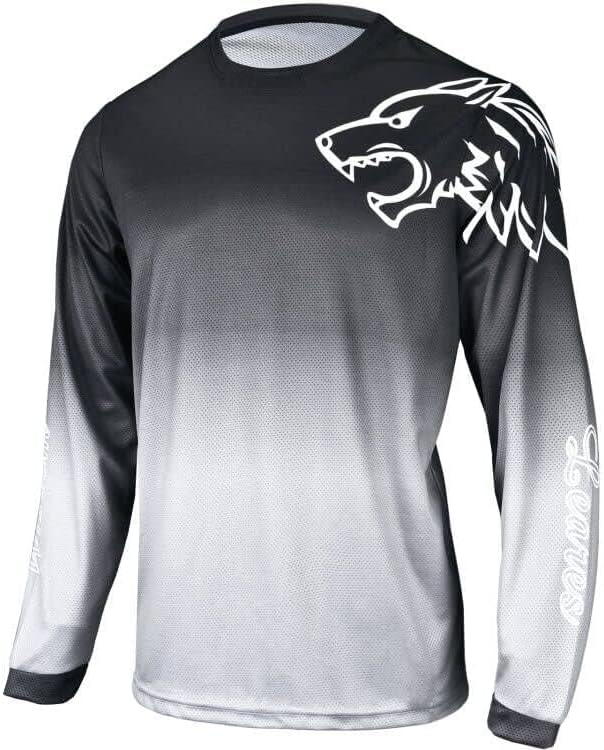 Men's Mountain Bike Shirts Long Sleeve MTB Off-Road Motocross Jersey Quick Dry&Moisture-Wicking