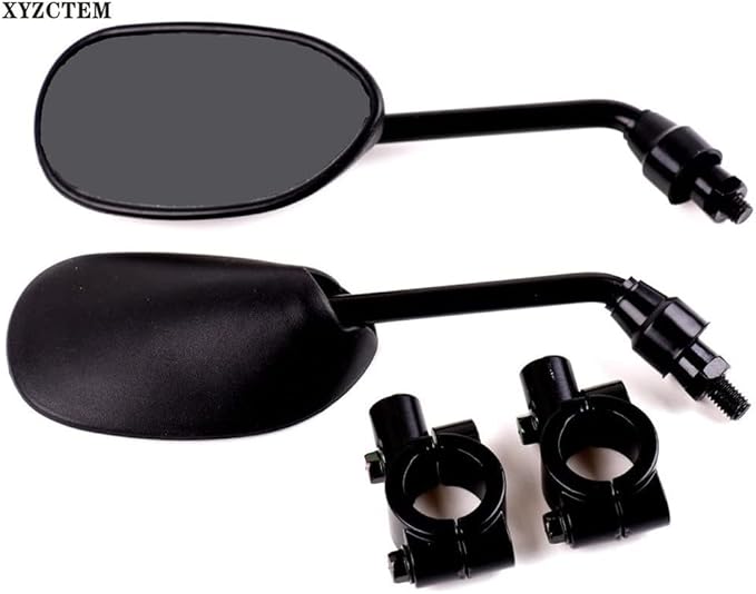 XYZCTEM Black Retro Style Side Rearview Mirror w/ 7/8" Handlebar Mount 8mm Adaptor For Mountain Bike BMX Bicycle Motorcycle Dirt Bike ATV Cruiser Chopper-Pair