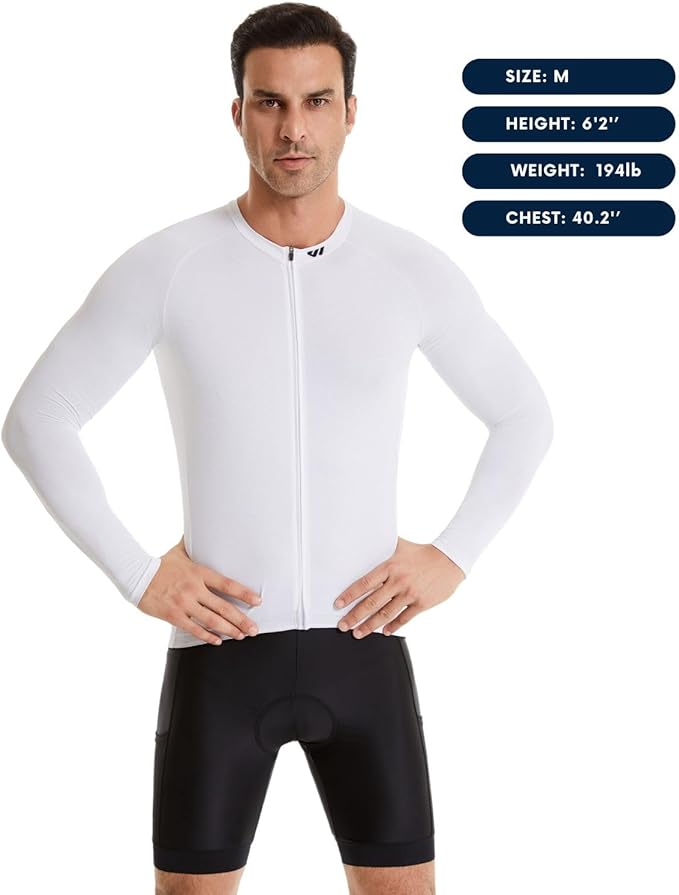 Men's Cycling Jerseys Long Sleeve Bike Biking Shirts Full Zip with Pockets Road Bicycle Clothing