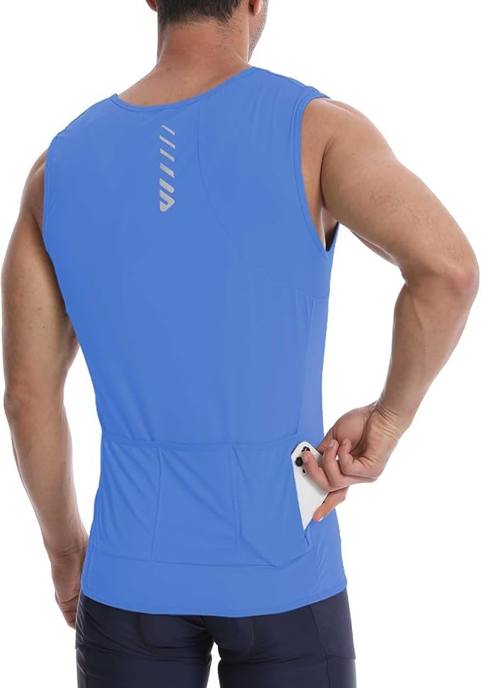 Lo.gas Sleeveless Cycling Jersey Men, Biking Base Layer Breathable and Lightweight with Back Pocket Sports Vest