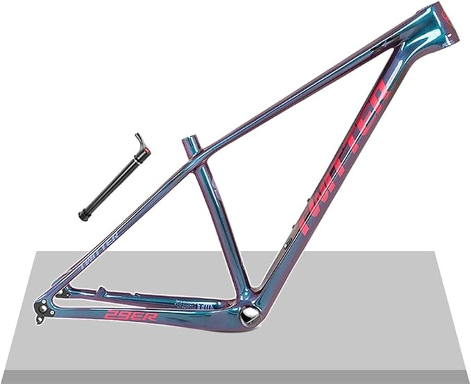 Carbon Bike Frame 27.5er 29er Discoloration Mountain Bike Frame XC 15'' 17'' 19'' Disc Brake Hardtail Bike Frame Thru Axle 12x142mm Internal Routing(Red,27.5 * 17'')