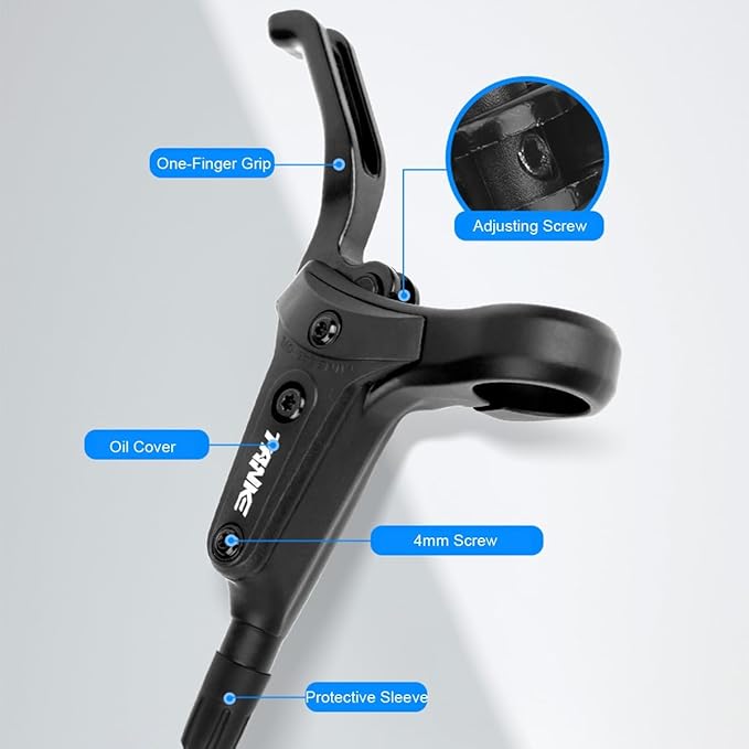 FukkeR Mountain Bikes Hydraulic Brake Set Left Rear 1600mm Bicycles Disc Brakes Kit Aluminum Alloy with is/PM Adapter Fit for Mountain Bikes BMX XC Trail E-Bikes Fat Bikes