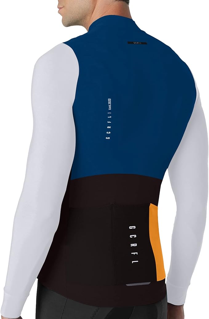 GCRFL Men's Cycling Jersey Long Sleeves Road Bike Jersey Shirt Cycling Tops, Zipper Pocket Lightweight PRO Race Fit UPF 50+
