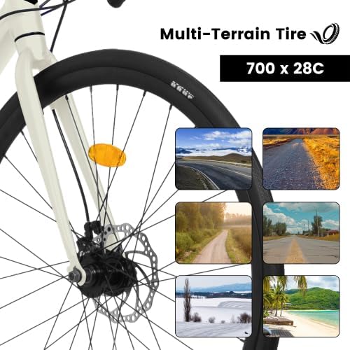 A28320R 700Cx28 Road Bike, 16-Speed Outdoor Bike Disc Brakes, Light Weight Aluminum Frame,Racing Bike City Commuting Road Bicycle for Men Women Ideal for High-Intensity Riding