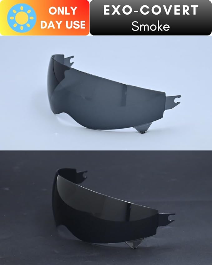 Compatible with EXO Covert Visor Replacement Motorcycle Helmet Visor Sun Protection Anti-Scratch, Universal(Smoke)