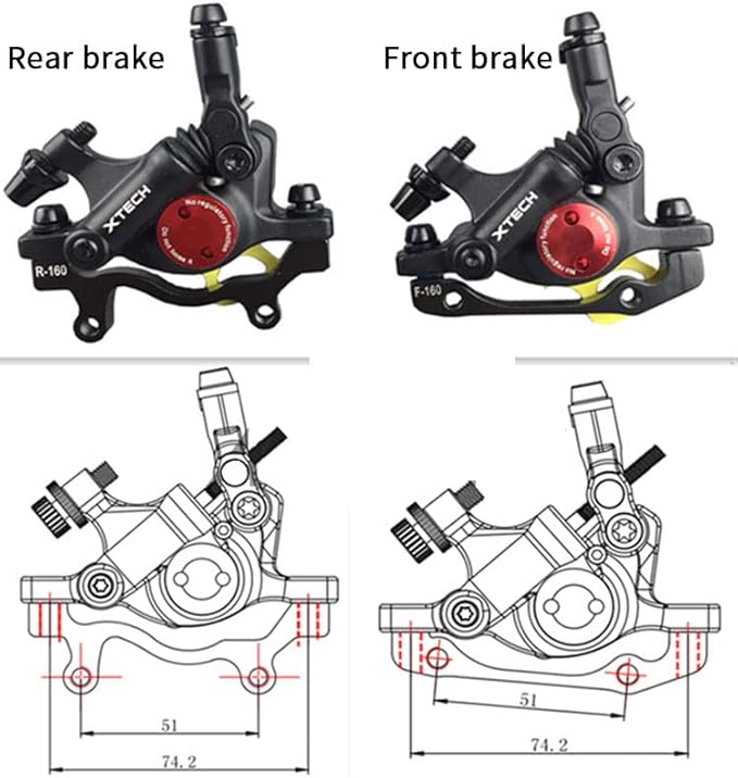 Zoom XTECH HB100 Mountain Bike Hydraulic Line Pulling Disc Brakes Electric Folding Car Mountain Road Bike Line Pull Oil Brake Disc Brake Set