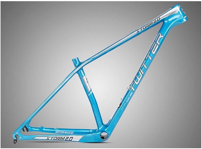 27.5er 29er Mountain Bike Frame 15''/17''/19'' XC Hardtail Bike Carbon Fiber Frame QR 135mm Disc Brake Frame Internal Routing (Color : Blue, Size : 27.5 * 17'')