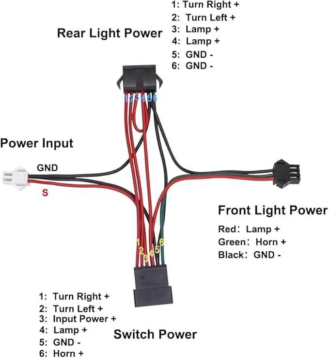 EBike Light Kit with Turn Signals, Front Headlight 400 Lumens, Rear Taillight fits Rack Holes 80mm, Handlebar Control Switch, for E-Bike and Electric Scooter 12V-48V