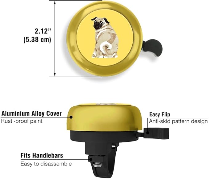 WIRESTER Gold Aluminum Round Bike Bell, Classic Ring Bicycle Bell, Bike Accessories Bell Ring for Adults Kids Girls Boys