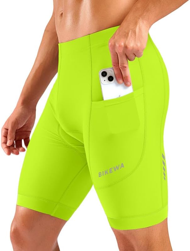 Bikewa Men's Cycling Shorts 7" 4D Padded Bike Shorts for Men Road Biking Bicycle Riding Cycle Biker Phone Pockets
