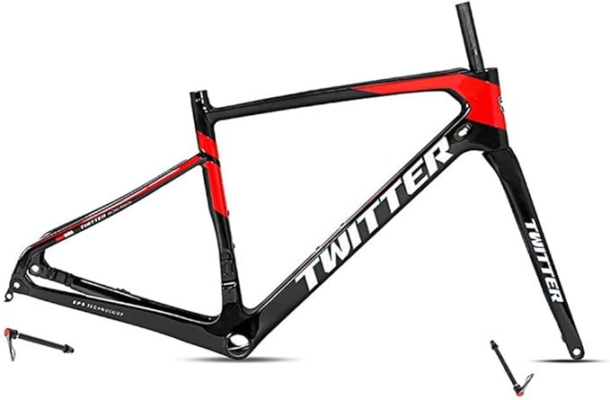 Carbon Road Bike Frameset Disc Brake 700C Off-Road Racing Frame 45/48/51/54cm Front 100mm Rear 142mm Thru Axle Frame Set(Black,51CM)