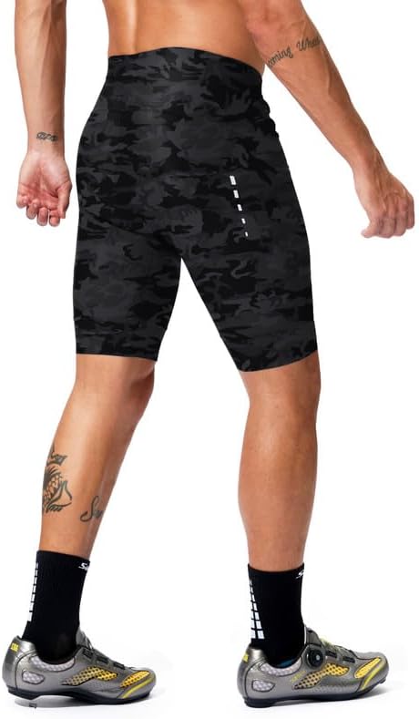 Bikewa Padded Bike Shorts for Men 4D Cycling Road Riding Biking Padding Bicycle Shorts with Phone Pockets