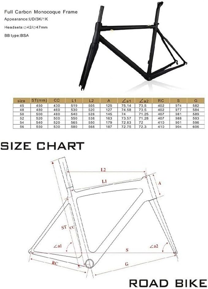 TUJISEK Carbon Fibre Frame 700C Road Bikes Frameset with Fork + Seatpost 45/48/50/52/54/56CM Frame Ultra Light V Brake QR 130MM Internal Routing
