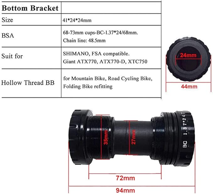 BUCKLOS IXF 104 BCD 30-52T Mountain Bike Crankset -Hollow Integrated MTB 170mm Crank Set- Aluminum Alloy Bike Crankset with Narrow Wide Tooth Chainring Bottom Bracket Bolts (Black/Red)