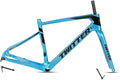 Carbon Road Bike Frameset Disc Brake 700C Off-Road Racing Frame 45/48/51/54cm Front 100mm Rear 142mm Thru Axle Frame Set(Blue,45CM)