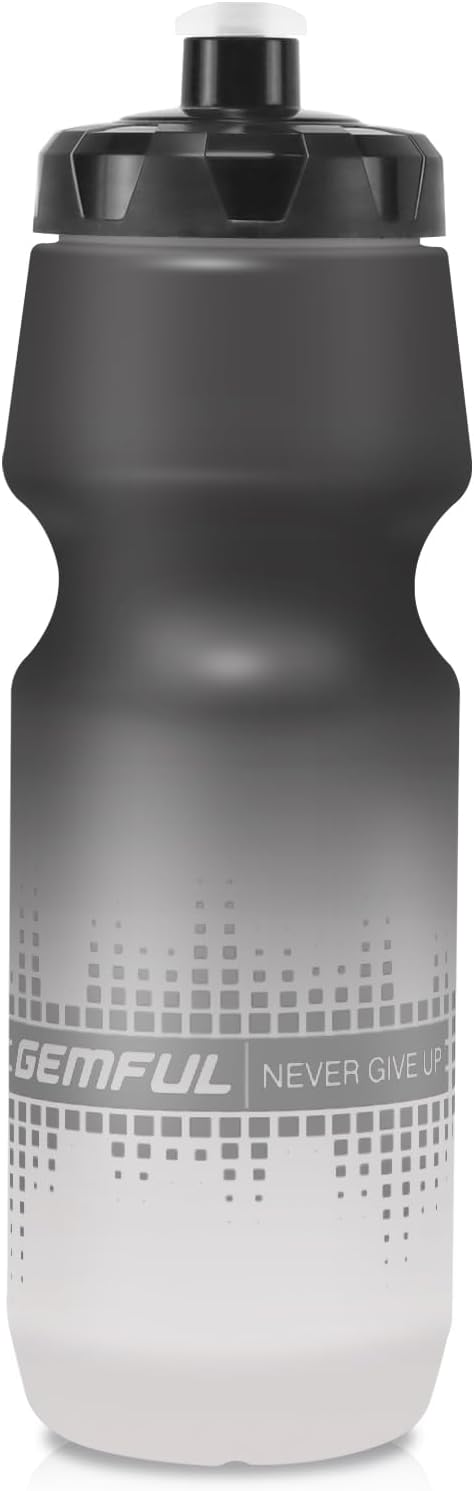 GEMFUL Biking Water Bottles BPA Free 24oz Cycling Bottle Squeeze Leak-Proof for Road Bike Bicycle Commuting Gym MTB (Black White)