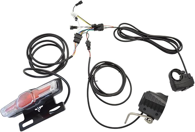 Ebike Headlight and Tail Light Sets, LED Night Spotlight Cycling Modification Parts, 48V/36V Front Rear Warning Lights Kit with E-Bike Headlight Turn Signal Rear Light, 12V-72V Switch 24-48V