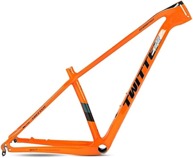 Carbon Mountain Bike Frame 27.5er 29er Hardtail Bike Frame 15''/17''/19'' Lightweighting Disc Brake Frame QR 135MM Internal Routing(Orange,19'')