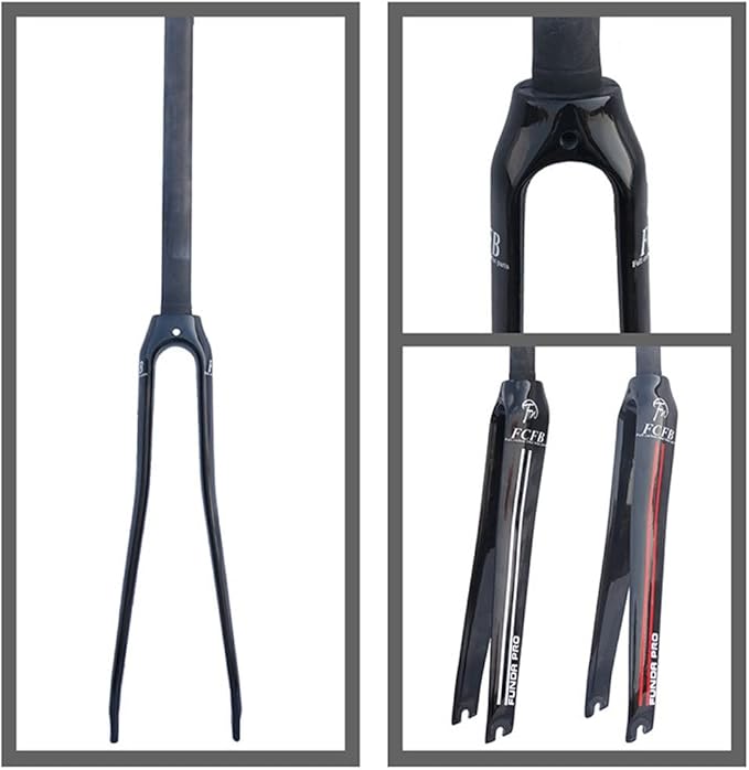 Carbon Fiber Rigid Fork 700C Road Bike Fork V/C Brake 1-1/8'' Straight Threadless Quick Release Front Fork(700c White)