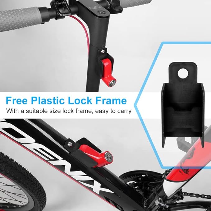 Ainiv Disc Brake Lock, E Scooter Locks Anti-Theft, Cable Bike Locks Waterproof 5FT /12mm Cable with 2 Keys for Scooter, Bike, Electric Bike, Skateboards, Strollers, Lawnmowers with Lock Holders-Red