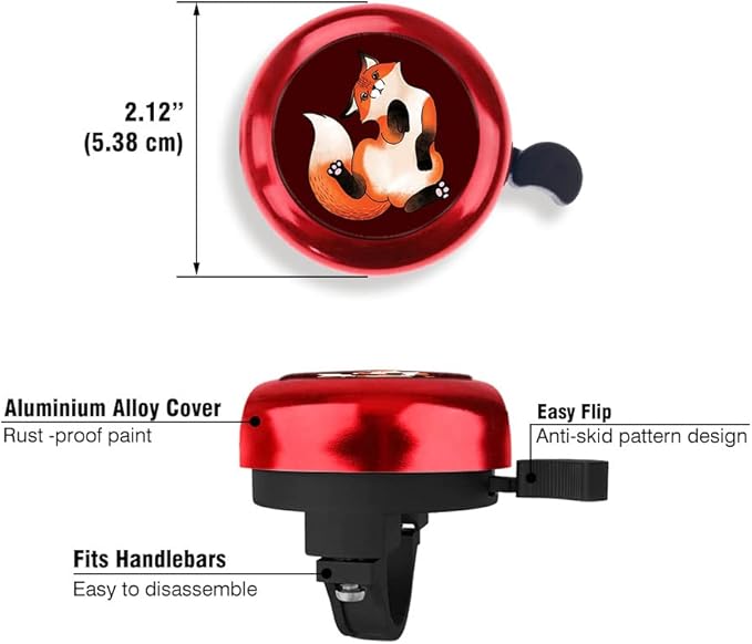 WIRESTER Red Aluminum Round Bike Bell, Classic Ring Bicycle Bell, Bike Accessories Bell Ring for Adults Kids Girls Boys