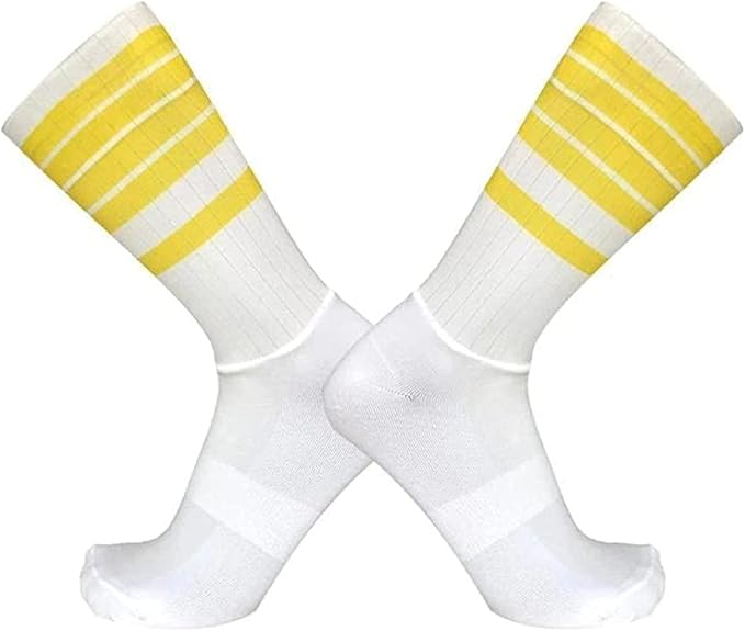 Aero Socks Cycling Aero Socks For Men Anti-Slip Silicone Aero White Line Cycling Sports Running Socks 6-11