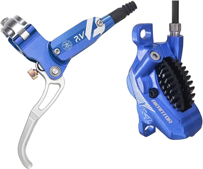 FukkeR Bicycles Aluminum Disc Brakes Front & Rear 900mm/1600mm 4-Pistons E-Bikes Electric Power-Off Hydraulic Brake Fit 160mm Rotor for Mountain Bikes BMX EBike XC Trail
