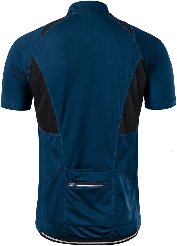 BERGRISAR Men's Half Zipper Cycling Jersey Short Sleeves Bike Bicycle Shirts with Zipper Pocket Quick-Dry Breathable BG060