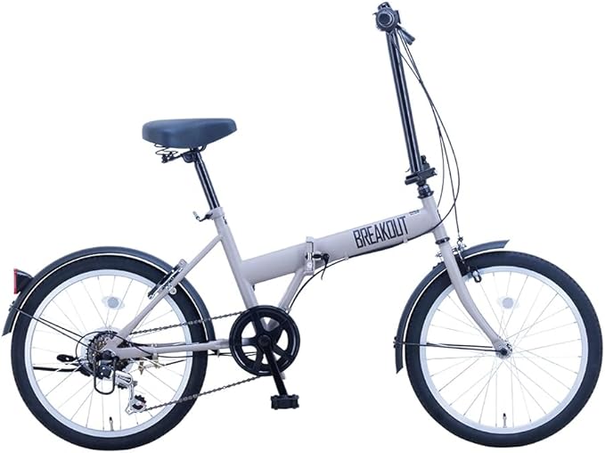 Sakai Cycle Breakout Folding 6 Speed Type Bicycle Adult Folding Shimano Exterior 6-Speed Gear with Keys, 20-Inch BROF206 Flat Gray
