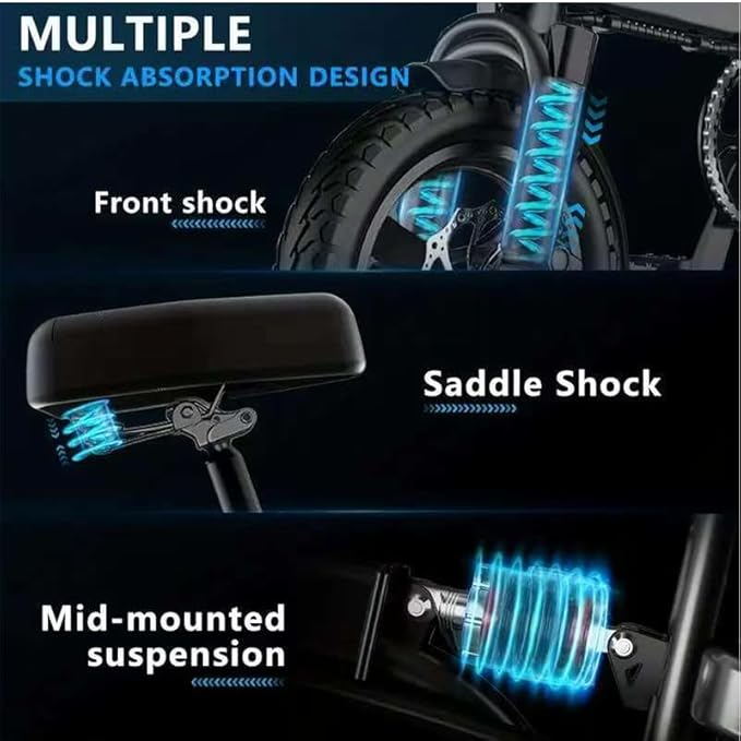 14-inch Folding Electric Bicycle, 330 Pound Load-bearing Capacity, 20 Mph, 18-28mile Range, 48V Lithium Battery, Front Headlight & Disc Brake, Alloy Steel Frame, City Commuting, Sturdy Structure,