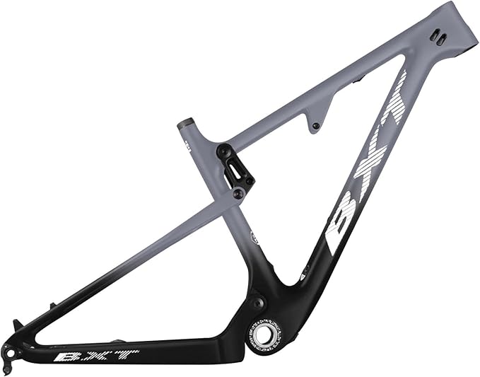 29er Carbon Fibre Mountain Bike Frame 16/17/18.5/20inch Full Suspension Frame 100mm Travel XC Soft Tail Trail Racing Bike Frame 12 * 142mm Thru-Axle/9 * 135mm QR Disc Brake(Gray,29 * 20")