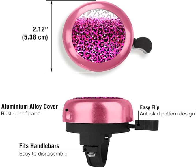 WIRESTER Pink Aluminum Round Bike Bell, Classic Ring Bicycle Bell, Bike Accessories Bell Ring for Adults Kids Girls Boys