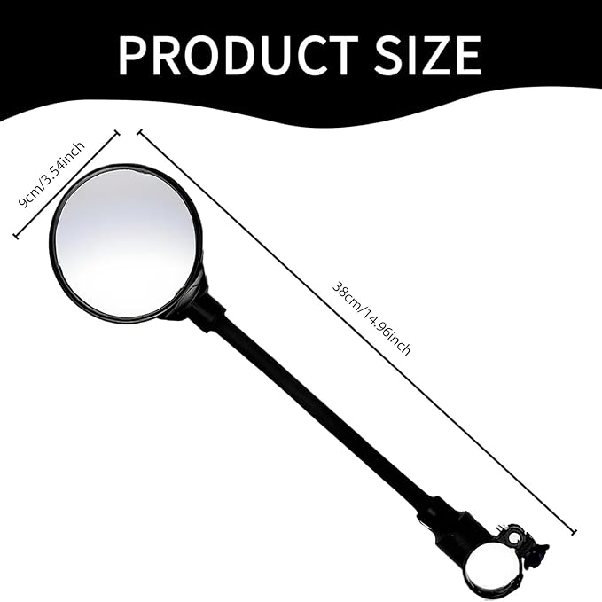 Bike Mirror Handlebar Mount – Adjustable Wide-Angle Rear View Mirror, Tool-Free Clamp for 22–32 mm Handlebars Suitable for bicycles, electric bicycles, motorcycles, scooters, etc.