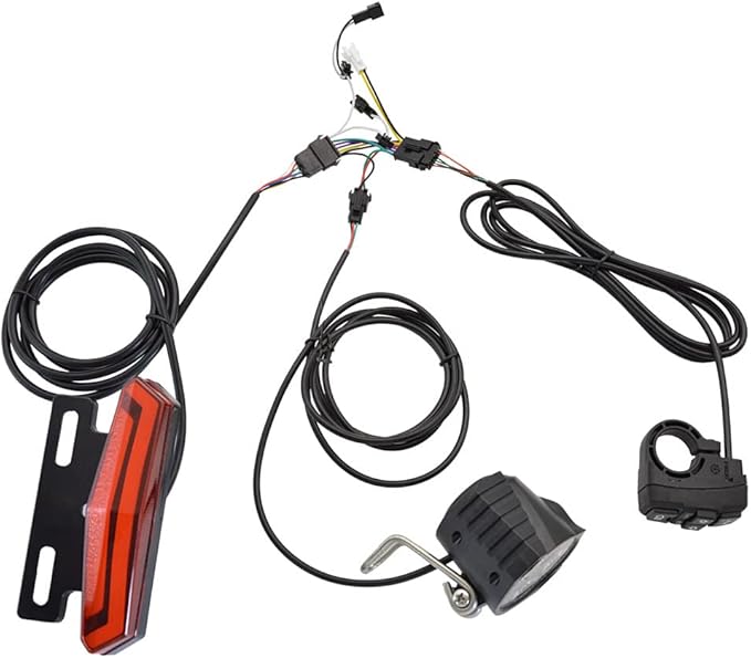 Bike Headlight-Taillight Combinations -24V to 48V E-Bike Headlight Turn Signal Rear Light with Switch,Front Rear Warning Lights Kit for Electric Bike Scooter