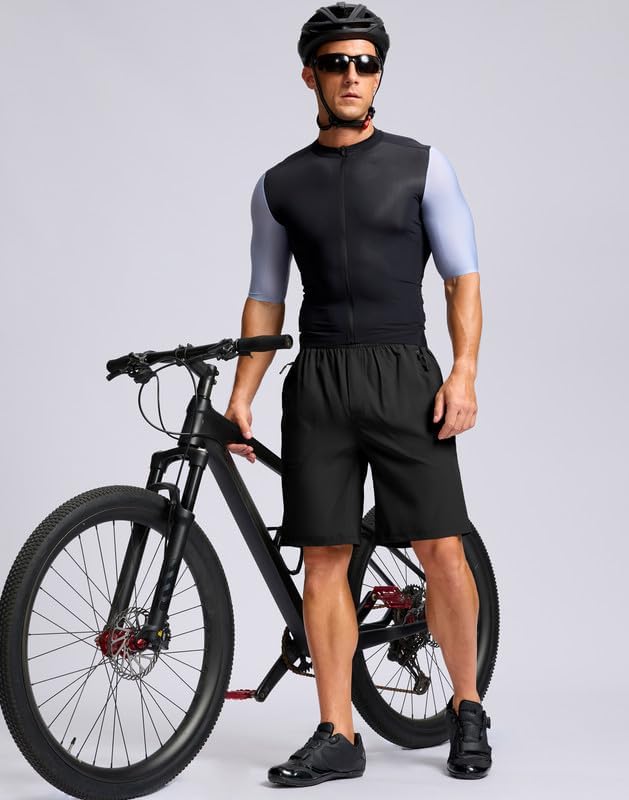 Bikewa Men's Mountain Bike Shorts 4D Padded Baggy Bicycle Biking Riding Lightweight Cycling Shorts with Zipper Pockets