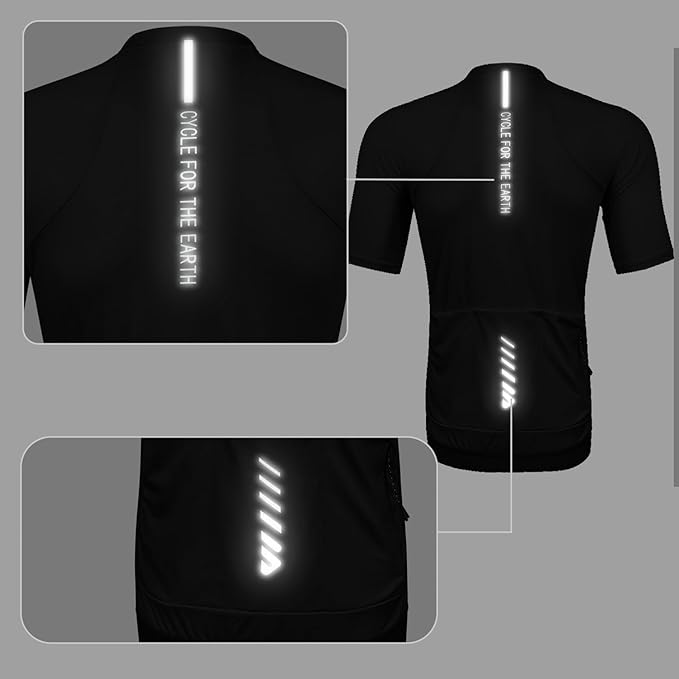 Wulibike Cycling Jersey Men Short Sleeve, Road Bike Shirts 1/4 Zipper with Pockets, Bicycle Clothing Breathable Quick Dry