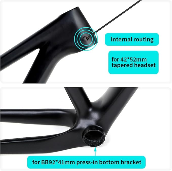 Carbon Fibre Hardtail MTB Frame 27.5/29er XC Mountain Bike Frame 15/17/19'' Disc Brake Thru Axle 12x142mm Internal Routing