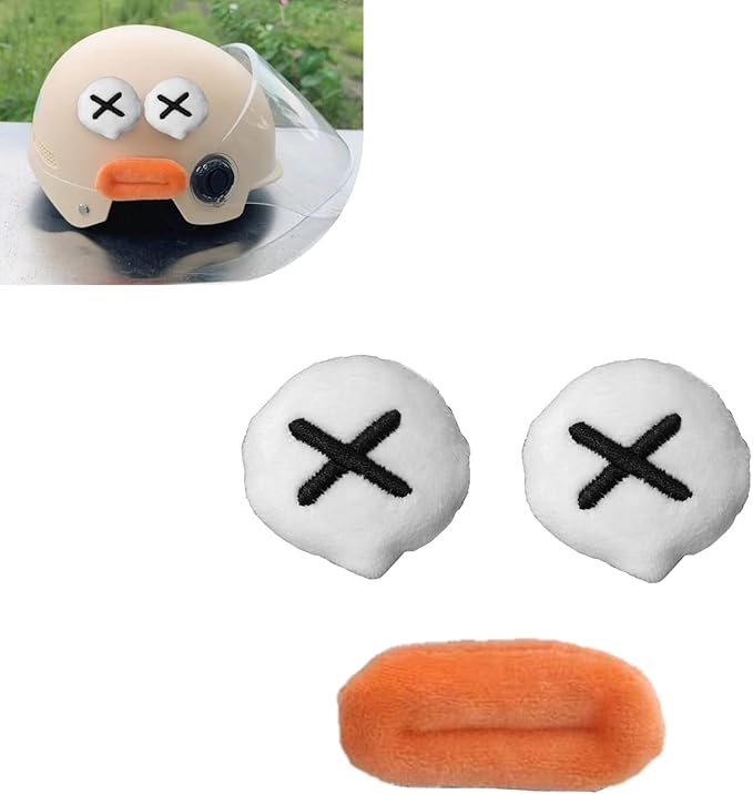 Cute Plush Helmet Decoration Decal, Funny Expressions Helmet Sticker, Self-Adhesive Motorcycle Helmets Accessories, Universal for Motorcycle/Electric Scooter Helmets (Style 2)