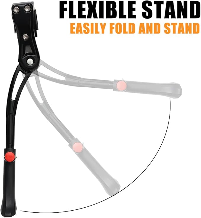 Adjustable Aluminum Alloy Bicycle Kickstand, Black, 24"-28" Bike