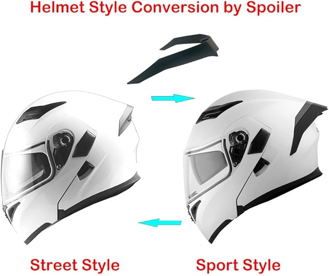 1Storm Motorcycle Modular Full Face Helmet Flip up Dual Visor Sun Shield: HB89 Glossy White