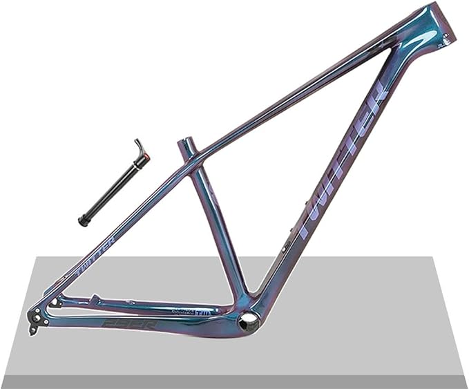 Carbon Bike Frame 27.5er 29er Discoloration Mountain Bike Frame XC 15'' 17'' 19'' Disc Brake Hardtail Bike Frame Thru Axle 12x142mm Internal Routing(Blue,29 * 17'')